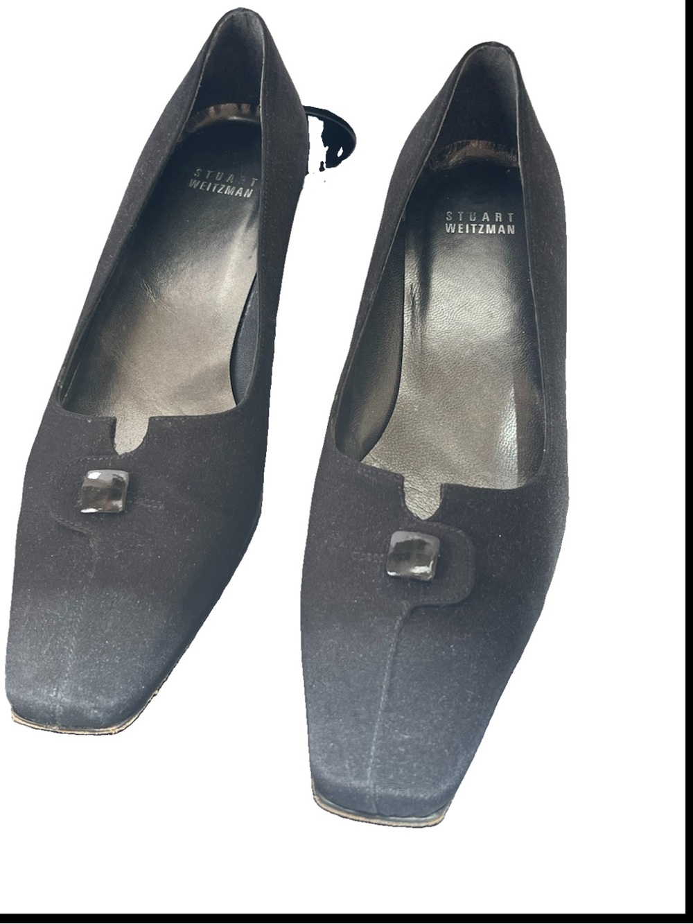 Stuart Weitzman Heels Pumps Shoes Buttondown Black Crepe Career Wear To Work 9N